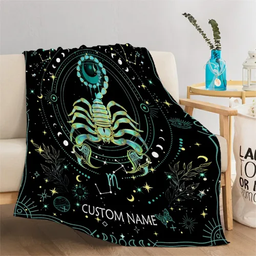 Miniatura 2 de Manta personalizada de escorpio Regalos de manta de constelación personalizada Manta de franela decorativa de astrología Regalos