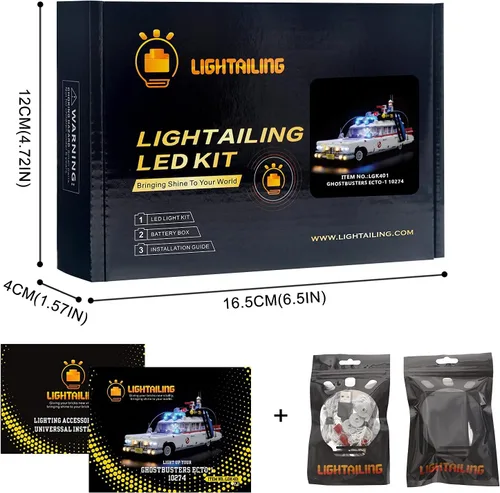 Miniatura 3 de Lightailing Juego de luces para modelo de bloques de construcción (ECTO-1) - Kit de luz LED compatible con Lego 10274 (no incluye el modelo)