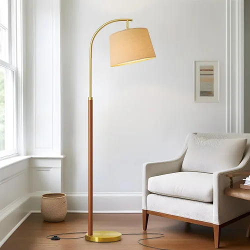G-SAFAVA Lámparas de pie de madera real para sala de estar, dormitorio, 62.5 pulgadas, lámpara moderna de mediados de siglo, lámparas de arco alto