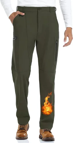 Miniatura 4 de sherelie Men's Snow Ski Pants Fleece Lined Hiking Pants Softshell Water-Resistant Cargo Pants