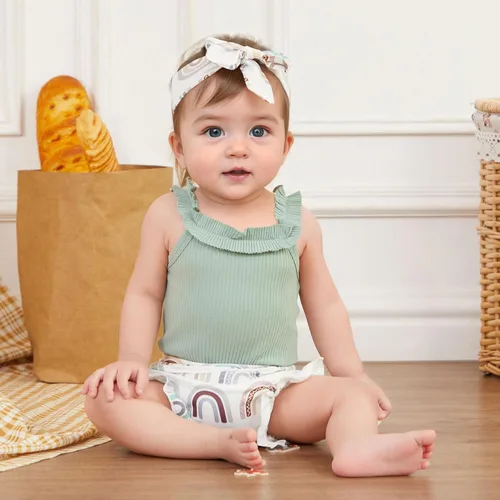 Miniatura 2 de Engofs Ropa de verano para bebé recién nacida, estilo bohemio, sin mangas, con pantalones cortos, diadema de 3 piezas