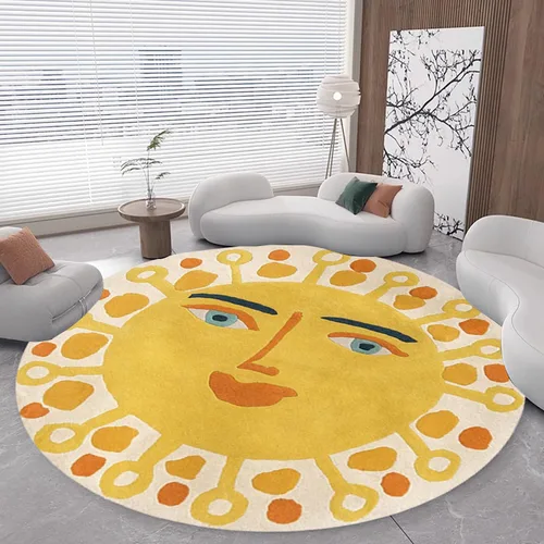Miniatura 8 de 3D Optical Illusion Abstract Round Rug 70s Retro Pop Art Deco Large Rugs for Living Room Bedroom Classroom Red Brown Washable Low Pile Carpet