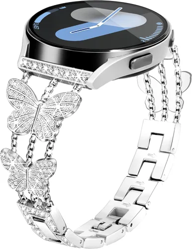 Miniatura 8 de Compatible para Samsung Galaxy Watch 7 6 5 4 FE Correa 40mm 44mm, Correa de Metal con Diamantes para Mujer 20mm para Samsung Watch Bands 7 6 5 4