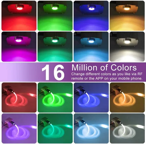 Miniatura 5 de AKEPO Luces de fibra óptica parpadeantes RGBW de 16 W, 550 piezas de fibras ópticas de 13.1 pies/13.1 ft 0.03 pulgadas + RGBW+música