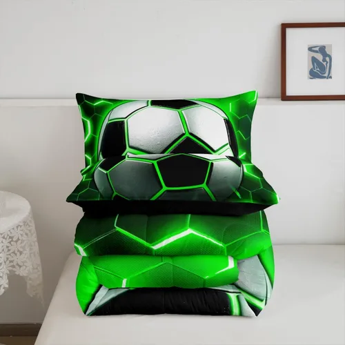 Miniatura 5 de Edredón de fútbol con estampado de fútbol para niños y niñas, juegos de ropa de cama y colecciones de juegos de pelota, edredón de plumón