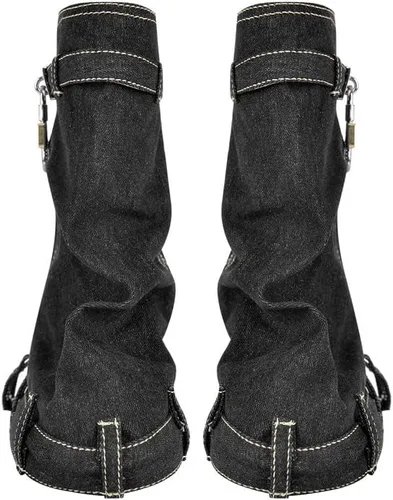 Miniatura 3 de Botas de mezclilla para mujer, con candado, plegables, hasta la rodilla, con cremallera, botas de mezclilla altas