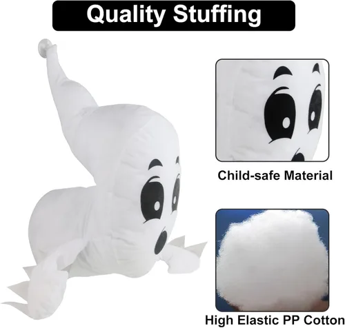 Miniatura 4 de Fantasmas de ventana – Decoración de ventana de fantasma de peluche de Halloween – Decoración de pared silenciosa para colgar fantasmas al aire