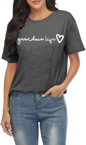 Miniatura 2 de Camiseta de abuela para mujer, casual, con estampado de corazón, divertida para la abuela