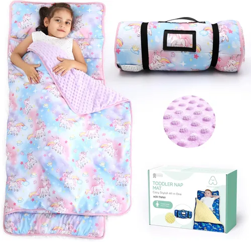 Miniatura 13 de ACRABROS Toddler Nap Mat with Pillow and Blanket, Large Rolled Napping Mats,Slumber Bags for Boys Girls,Kids Sleeping Bag for Daycare, Preschool