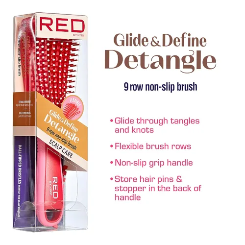 Miniatura 2 de Red by Kiss Glide & Define Cepillo desenredante con punta de bola antideslizante para el cuidado natural del cuero cabelludo, cerdas resistentes al