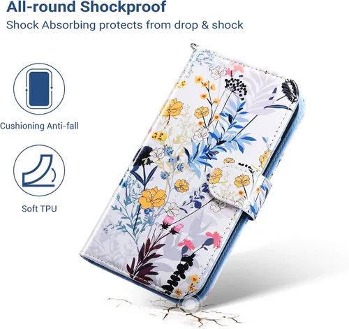 Miniatura 4 de ULAK Funda tipo cartera compatible con iPhone 13 para mujer, piel sintética de alta calidad con tarjetero, función atril, funda tipo cartera