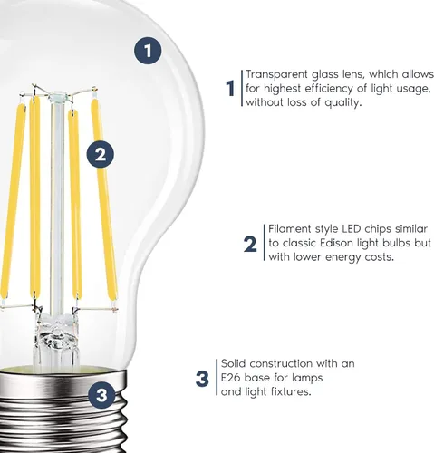 Miniatura 5 de LUXRITE Bombillas LED vintage A19 equivalentes a 100 W, 1600 lúmenes, blanco suave de 3000 K, bombillas Edison regulables, 12 W, clasificación