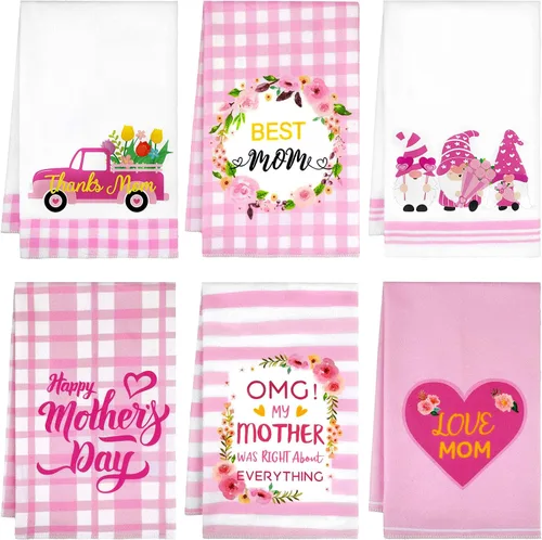 Miniatura 18 de Zubebe Paquete de 6 toallas de cocina bohemias de 18 x 28 pulgadas, toallas de cocina absorbentes con diseño de hongos y luna celestial, regalos