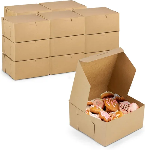 Miniatura 8 de Fit Meal Prep Paquete de 25 cajas de papel kraft para panadería, 6 x 6 x 3 pulgadas, cajas de cartón para dulces, cajas de galletas, cajas de postre
