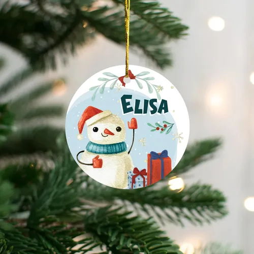 Miniatura 3 de Adorno de muñeco de nieve personalizado, muñeco de nieve de Papá Noel, adorno de Navidad con nombre personalizado, lindo adorno de muñeco de nieve