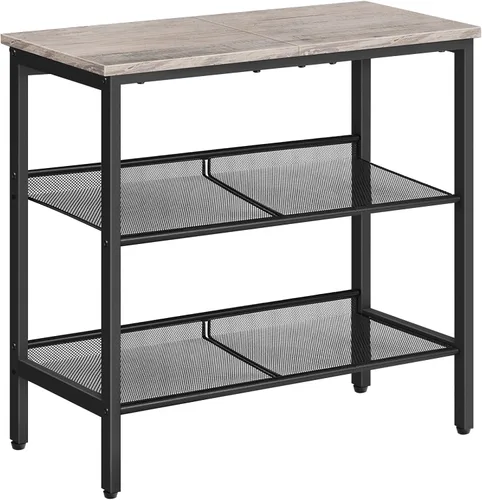 Miniatura 12 de HOOBRO Mesa auxiliar negra, mesa auxiliar de metal de 3 niveles, mesa negra pequeña con 2 estantes planos o inclinados ajustables para espacios Negro