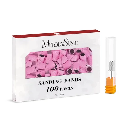 Miniatura 16 de MelodySusie - 100 bandas de lijado para brocas de uñas para lima eléctrica, de grano #80 grueso para limar uñas acrílicas, manicura y pedicura