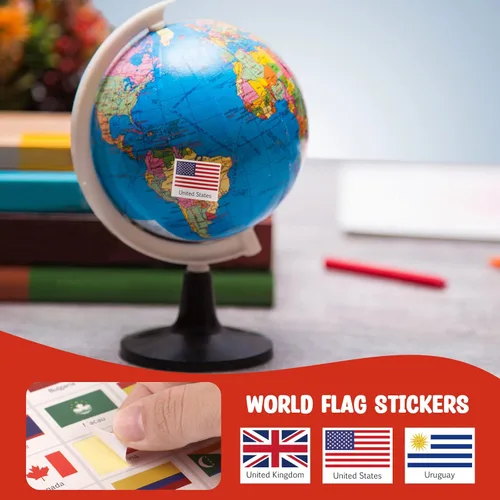 Miniatura 7 de 960 calcomanías de bandera del mundo, 192 banderas de países del mundo, mini calcomanías de bandera nacional para planificador escolar, álbum