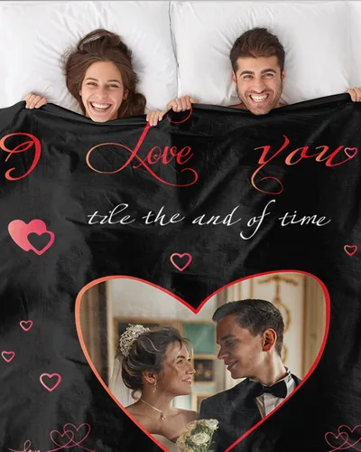 Miniatura 4 de Manta personalizada con nombre, imagen y fecha para esposa, regalos personalizados para esposa de parte del marido, manta de franela súper suave