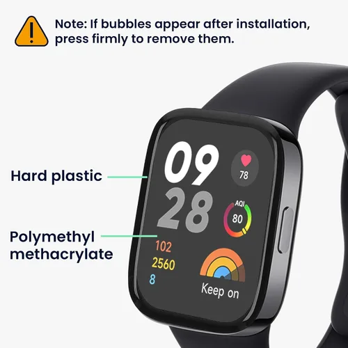 Miniatura 5 de kwmobile Protector de pantalla compatible con Xiaomi Redmi Watch 3 - 2 protectores de reloj inteligente antihuellas