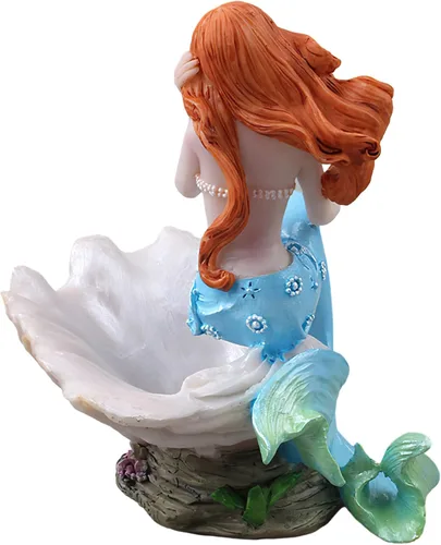 Miniatura 8 de Figuritas de sirena, adorno de acuario, resina, estilo mediterráneo, sirena, princesa, manualidades, estatua, organizador de almacenamiento de Azul