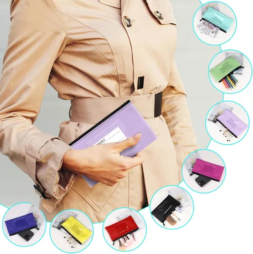 Miniatura 3 de Paquete de 8 Carteras para Depósitos Bancarios de Dinero, Cartera de Seguridad con Cremallera de Cuero Sintético Resistente con Ventana 8