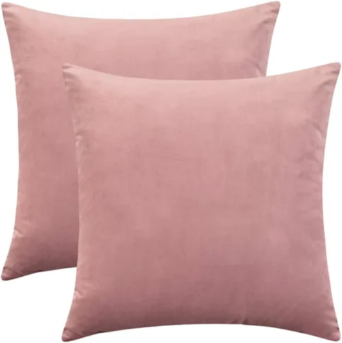 Miniatura 13 de Juego de 2 fundas de almohada de terciopelo para sofá y cama, 18 x 18 pulgadas, color malva