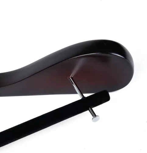 Miniatura 4 de Perchas de madera de lujo con hombros anchos, paquete de 2 unidades, con barra de terciopelo, acabado de caoba suave, colgador de madera