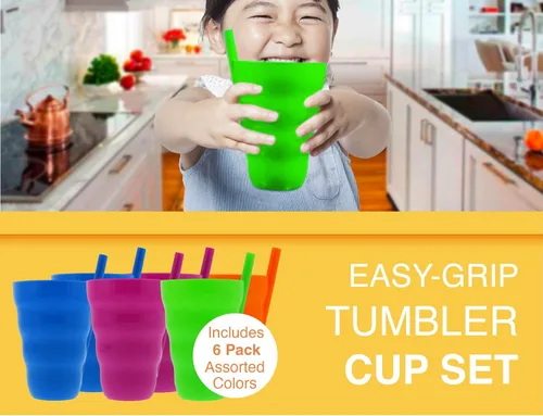 Miniatura 8 de Arrow Home Products Sip A Cup con popote integrado, 10 onzas, paquete de 6 vasos con popote sin BPA para niños, ideal para uso diario, fabricado