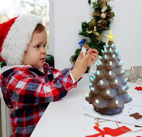 Miniatura 7 de Bombillas de Luces de Repuesto para Árbol de Navidad de Cerámica, Clavijas de Plástico con Giro Mediano Azul Aguamarina, Adornos para Árbol