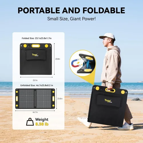 Miniatura 7 de Panel solar portátil bifacial de 100 W, panel solar plegable resistente a la flexión de 100 vatios 22 V, cargador solar monocristalino para estación