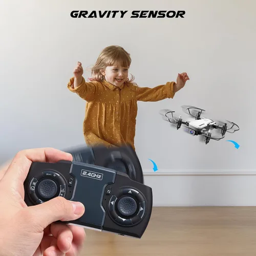 Miniatura 7 de SIMREX Mini dron con cámara 720P para niños y principiantes, cuadricóptero RC plegable, posicionamiento de flujo óptico, retención de altitud, giro