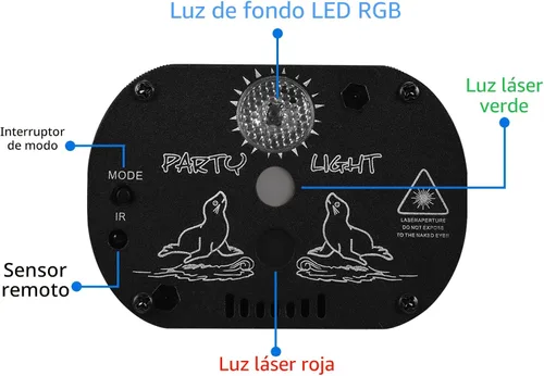 Miniatura 6 de Luces de fiesta para escenario de DJ Disco, proyector de luz láser LED RGB con flash estroboscópico activado por sonido y control remoto