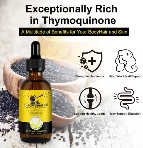 Miniatura 4 de Aceite de Semilla Negra – Aceite de Semilla Negra 100% puro sin refinar, orgánico natural prensado en frío con 2% TQ y una armonía dinámica