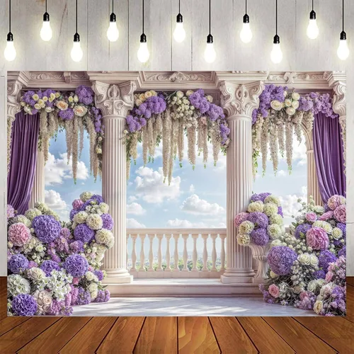 Miniatura 14 de Telón de fondo de flores de primavera de 5 x 3 pies para sesión de fotos de flores rosas y flores, decoración de fiesta de té, telón de fondo