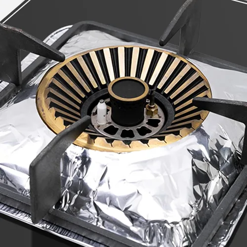 Miniatura 5 de ZEAYEA Paquete de 100 fundas para quemadores de estufa de papel de aluminio, revestimiento cuadrado desechable para quemador de gas de 8.5 pulgadas