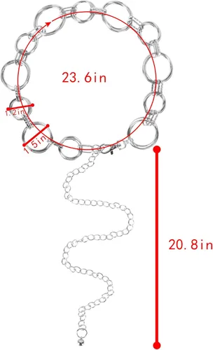 Miniatura 2 de Goclothod Womens Metal Chain Dress Belt Skinny Waist Belt Golden Silver Waistband