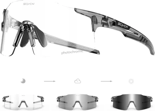 Miniatura 10 de SCVCN Fotocromático Ciclismo Gafas Deportivas Gafas de sol Hombres Mujeres Claro Bicicleta MTB UV400 Protección TR90 Frame Bike 01 Marco negro