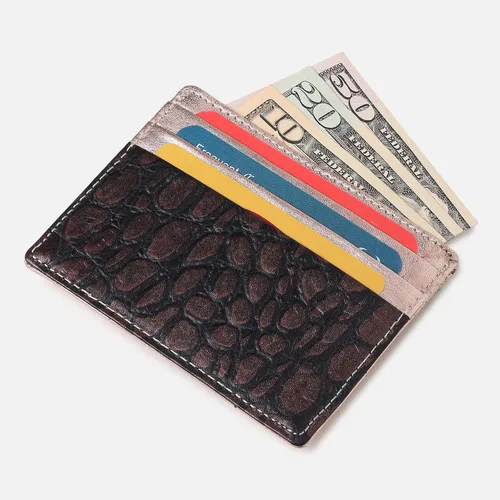 Miniatura 2 de Tarjetero de cuero genuino para hombres y mujeres, bolso minimalista para tarjetas, carteras para hombre, diseño ultrafino, ideal para viajes