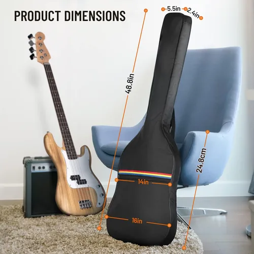 Miniatura 6 de CAHAYA Funda para guitarra acústica y clásica, color negro, 41 pulgadas, rojo, amarillo y azul