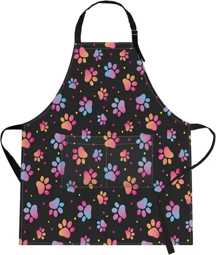 Miniatura 21 de Britimes Delantal de cocina para el hogar, cocina, horneado, jardinería, para mujeres y hombres, con bolsillos, beige, abstracto, textura