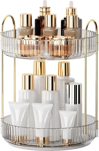 Miniatura 10 de YCIA&DONE Organizador de maquillaje giratorio de 360 grados y almacenamiento para encimera de tocador de 1 nivel, organizadores de cosméticos