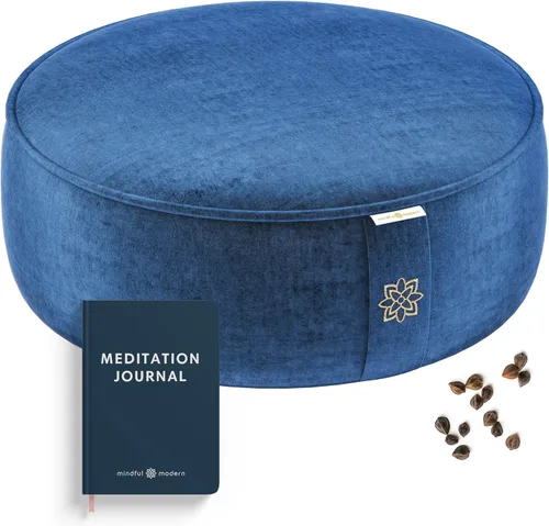 Miniatura 10 de Mindful Modern Velvet Meditation Cushion Luxe Zafu Yoga Floor Pillow Seat Posture Support Buckwheat Hull Filled Large Round Cushion with