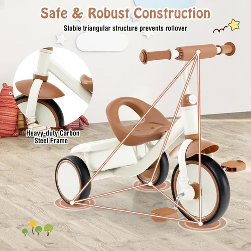 Miniatura 6 de HONEY JOY Triciclo, triciclo para niños de 3 ruedas con asiento ajustable, cesta de almacenamiento extraíble, triciclo para niños de 3 a 5 años