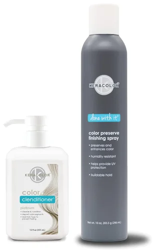 Miniatura 25 de KERACOLOR Kit de 3 en 1 (Limpieza + Acondicionador + Color) Tinte semipermanente azul para el cabello y acabado en aerosol para el cabello, 10 onzas