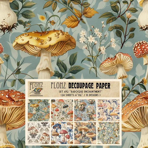 Miniatura 7 de Paquete de papel Decoupage (24 hojas de 6 x 6 pulgadas), papel tapiz de uvas Art Deco, papel de patrón de estilo vintage para decoupage, 32 ES