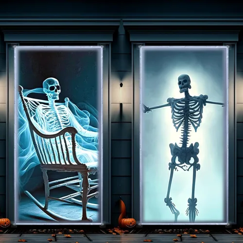 Oudain Paquete de 2 pantallas de proyección trasera de tela de Halloween, proyección de ventana, portátil, blanco, con accesorios de montaje para