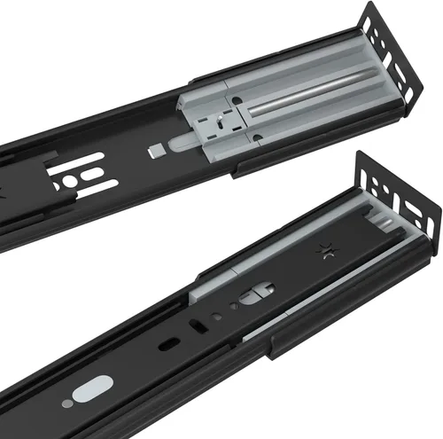 Miniatura 3 de LONTAN 6 pares de soportes de montaje trasero para deslizadores de cajón, soportes de metal negro para guías de gabinete, pista de cajón de cocina