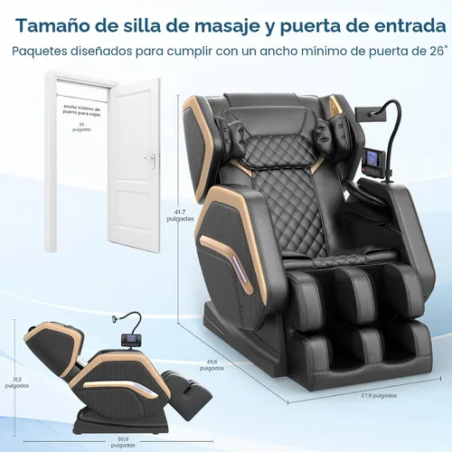 Miniatura 2 de Silla de masaje de cuerpo completo, silla de masaje de gravedad cero 2026 para fatiga de espalda con 10 rodillos fijos, calefacción, bolsas de aire
