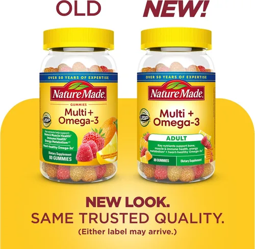 Miniatura 2 de Nature Made Multivitamínico + Omega-3, gomitas multivitamínicas para mujeres y hombres, apoyo nutricional diario, 80 vitaminas y minerales
